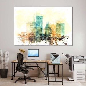 Corpus Christi Watercolor Canvas Wall Art Sets Corpus Christi Skyline Living Room Wall Decor Corpus Christi Skyline Bedroom Wall Decor