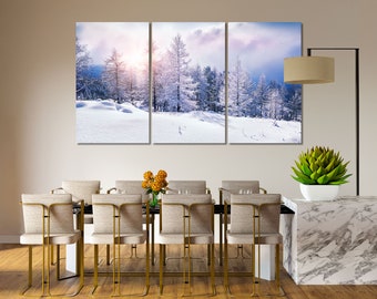 Winter Forest Wall Art Snowy Landscape Canvas, Ready to Hang