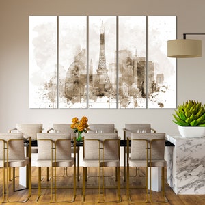 Paris Aquarell Leinwanddrucke Wandkunst Paris Skyline Leinwand Wohnzimmer Wanddekoration Paris Schlafzimmer Leinwandkunst im modernen Stil Bild 8