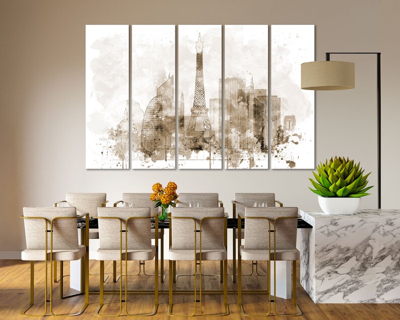 Paris Aquarell Leinwanddrucke Wandkunst Paris Skyline Leinwand Wohnzimmer Wanddekoration Paris Schlafzimmer Leinwandkunst im modernen Stil Bild 8