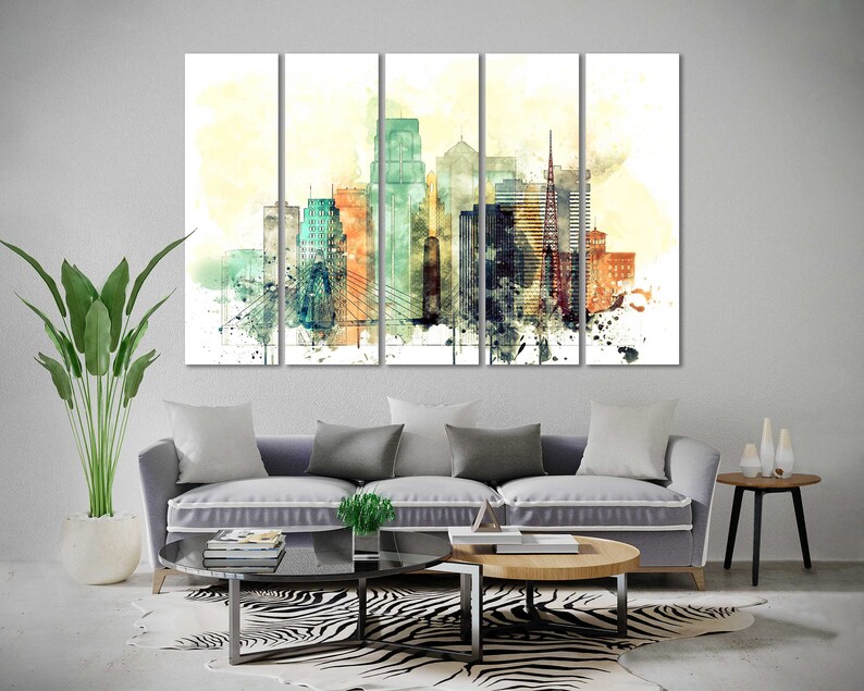 Kansas City Office Wall Decor Kansas City Canvas Art Living - Etsy