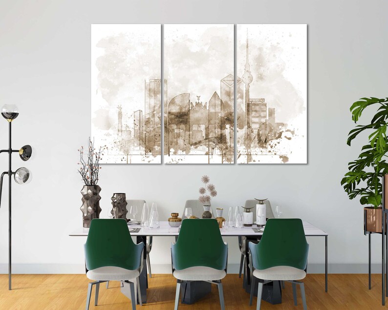 Berlin Watercolor Canvas Art Prints Wall Art Berlin Canvas Living Room Large Wall Art Sets Berlin Bedroom Wall Decor in Modern Style