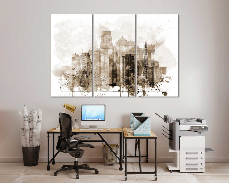 Kansas City Office Wall Decor Kansas City Canvas Art Living Etsy