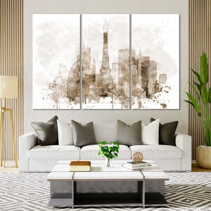 Paris Aquarell Leinwanddrucke Wandkunst Paris Skyline Leinwand Wohnzimmer Wanddekoration Paris Schlafzimmer Leinwandkunst im modernen Stil Bild 5