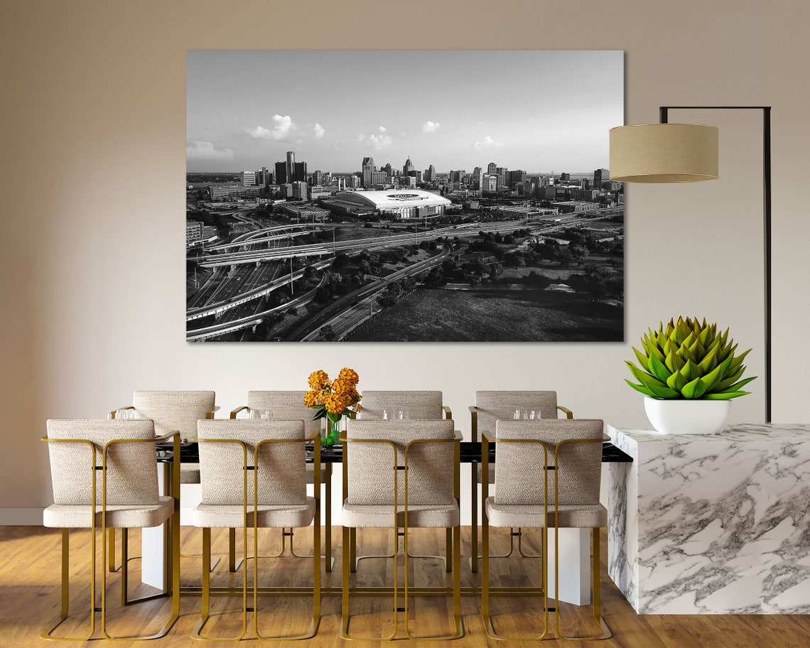 Canvas Set of Detroit Wall Decor Art Detroit Large Wall Art Etsy