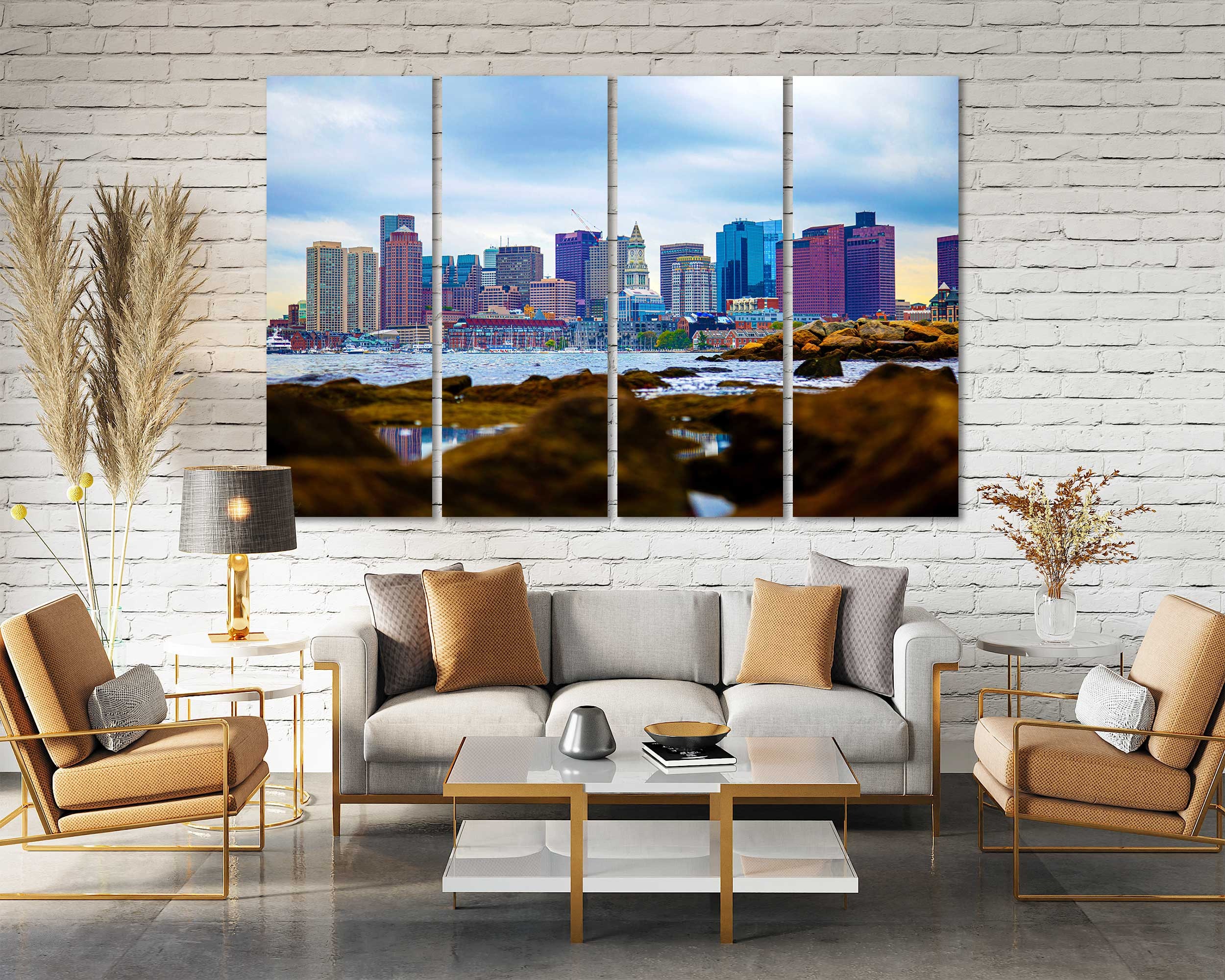 Canvas Set of Boston City Boston wall decor and home accents Etsy