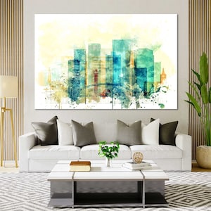 Tel Aviv Watercolor Canvas Prints Wall Art Tel Aviv Artwork Living Room Wall Decor Tel Aviv Bedroom Wall Decor Modern Style Canvas Set
