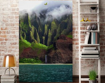 Cuadro decorativo de las misteriosas montañas de Hawái para pared. Ideas de decoración de pared para sala de estar con motivos de las montañas de Hawái. Decoración de pared moderna con motivos de las montañas de Hawái.