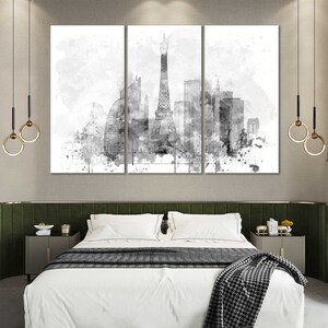 Paris Aquarell Leinwanddrucke Wandkunst Paris Skyline Leinwand Wohnzimmer Wanddekoration Paris Schlafzimmer Leinwandkunst im modernen Stil Bild 7