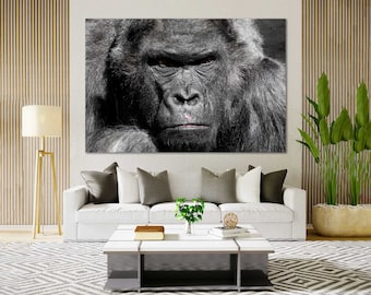 Gorilla Wall Art Gorilla art Gorilla canvas Gorilla print Gorilla poster Gorilla photo Gorilla wall decor Large Wall Art Monkey Canvas Art
