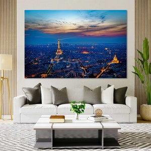 Paris print canvas, Paris wall decor, Eiffel Tower wall art, Paris cityscape, Paris decor for home, France travel art, Paris art for gift