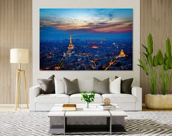 Paris print canvas, Paris wall decor, Eiffel Tower wall art, Paris cityscape, Paris decor for home, France travel art, Paris art for gift