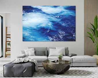 Ocean Waves Canvas Wall Art, Ready to Hang for Living Room