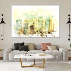 Fortaleza Watercolor Canvas Print Set Wall Art Fortaleza Skyline Canvas Living Room Wall Decor Fortaleza Bedroom Canvas Home Decoration