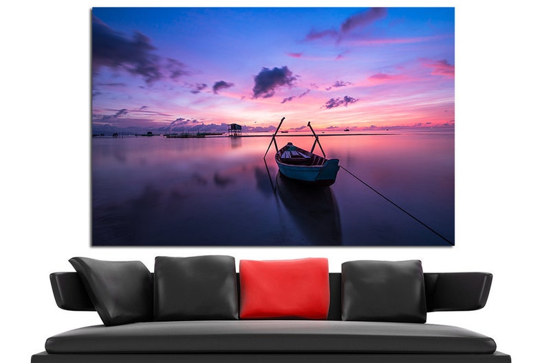 Boat Landscape Canvas Print Wall Art Boat Wall Art Lake Wall Etsy