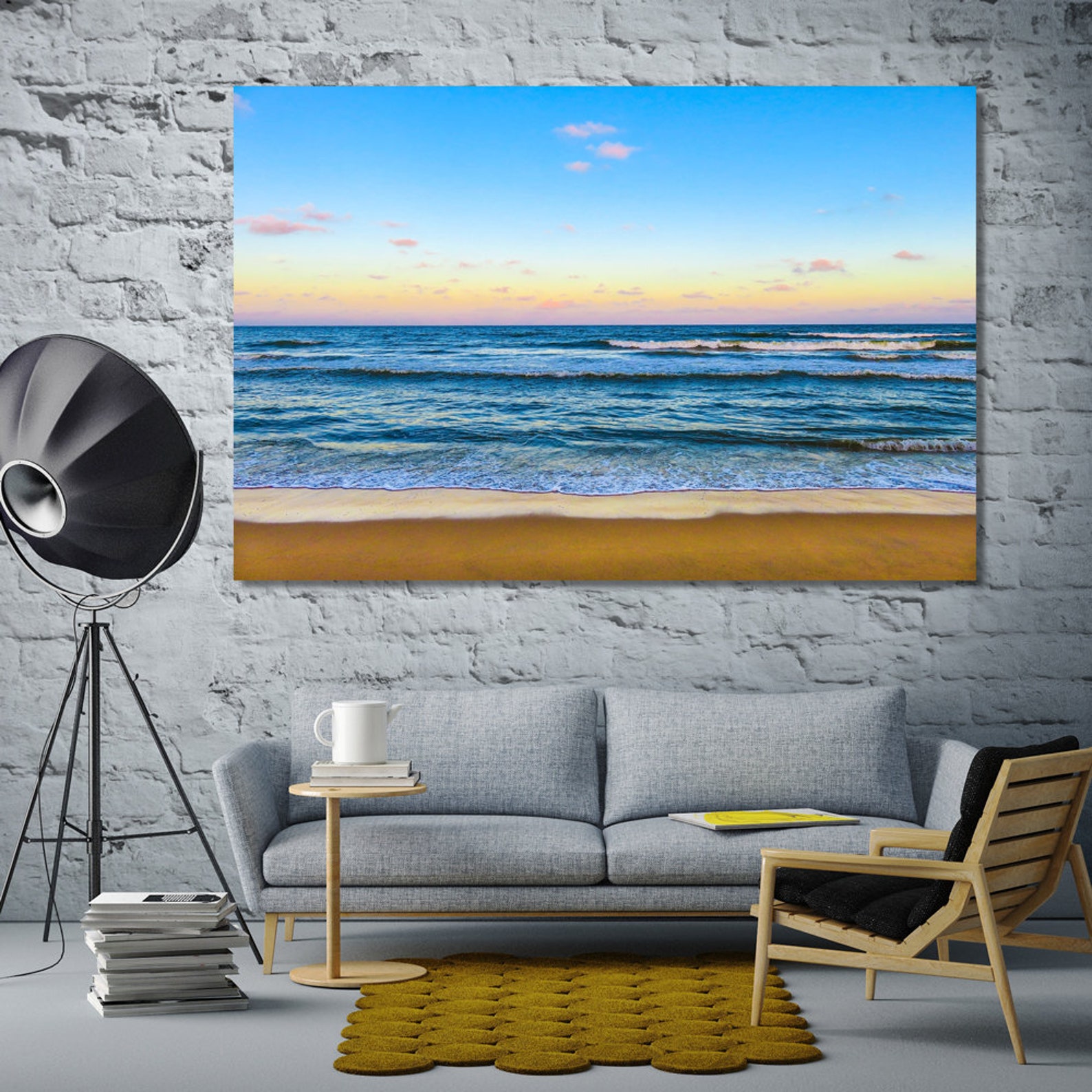 Canvas Set of Beach Beach living room art coast modern art | Etsy