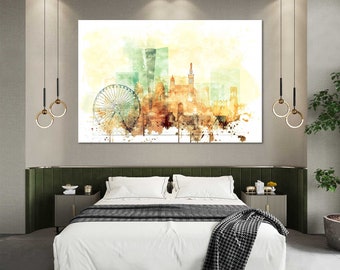 Marseille Watercolor Canvas Print Set Wall Art Marseille Skyline Canvas Living Room Wall Decor Marseille Bedroom Canvas Home Decoration