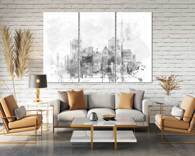 Berlin Watercolor Canvas Art Prints Wall Art Berlin Canvas Living Room Large Wall Art Sets Berlin Bedroom Wall Decor in Modern Style