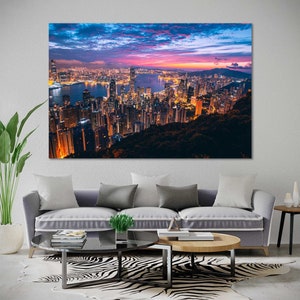 Canvas Set of Hong Kong City, Hong Kong home decor paintings, Victoria Peak wall art canvas prints, Hong Kong print canvas, Hong Kong decor