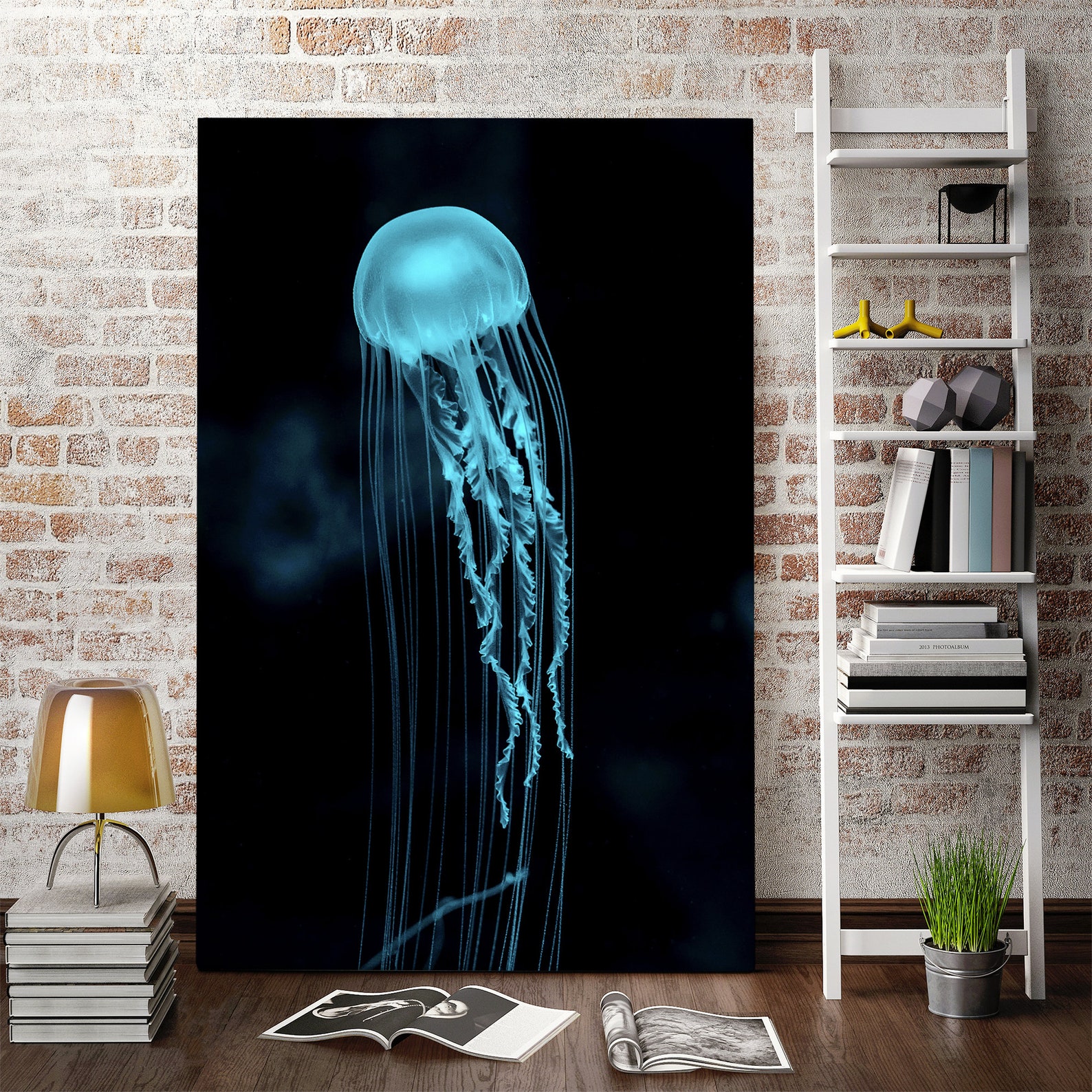 Blue Jellyfish Print Wall Art Underwater Life Wall Decor Etsy