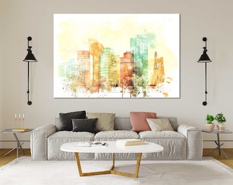 Knoxville Watercolor Canvas Print Wall Art Set Knoxville Living Room Wall Art Sale Skyline Canvas Knoxville Bedroom Wall Art Decoration