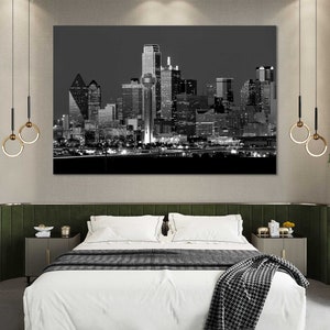 Canvas Set of Dallas City, Dallas Black & White Canvas Print, Dallas Home Decor, Dallas Office Decoration, Dallas Extra Large Wall Art