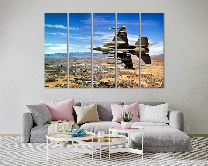 Fighter Print Canvas Military Aircraft Art Decor for Wall Etsy