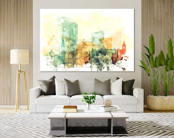 Cityscape Wall Art Print: Ljubljana Watercolor Skyline for European Travel Home Decor