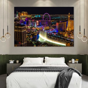 Las Vegas Strip Night Photography Print – Nevada Cityscape Wall Art | Neon Lights Poster, Casino Skyline Decor Artwork