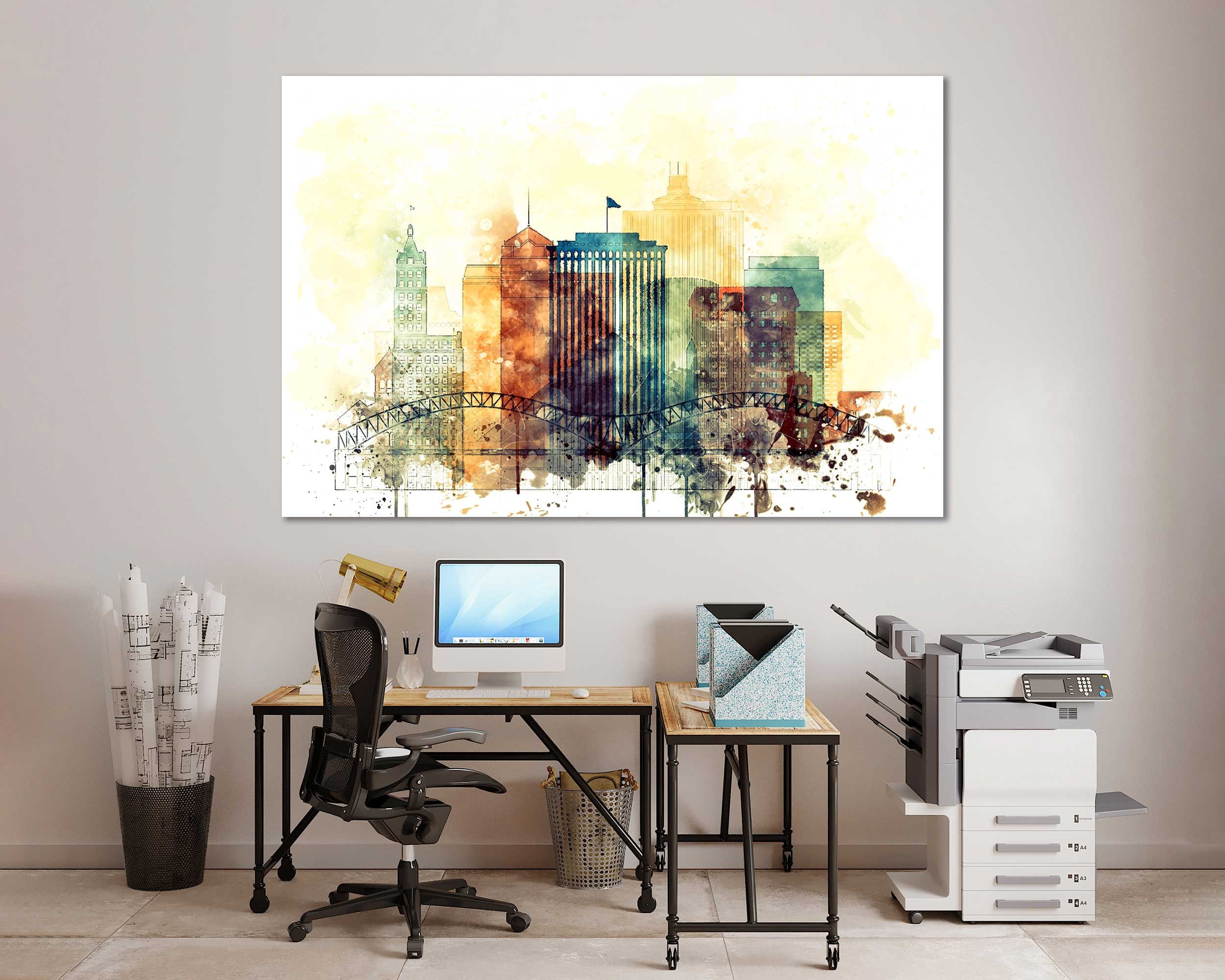 Memphis Watercolor Canvas Prints Wall Art Memphis Artwork Etsy