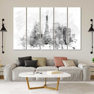 Paris Aquarell Leinwanddrucke Wandkunst Paris Skyline Leinwand Wohnzimmer Wanddekoration Paris Schlafzimmer Leinwandkunst im modernen Stil Bild 9
