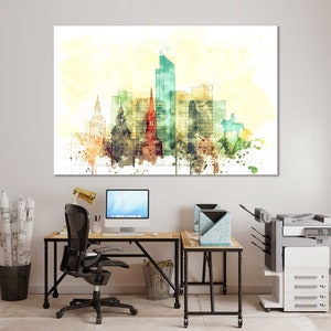 Oslo Skyline Watercolor Print – Norway Cityscape Wall Art | Scandinavian Architecture Poster, European Travel Home Decor