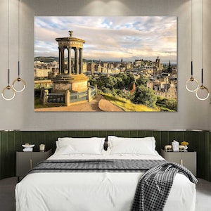 Leinwand-Set von Edinburgh Schottland, Edinburgh Art Deco Wohndekor, Schottland coole Leinwandkunst, Edinburgh Wanddekor, Edinburgh Stadtbild