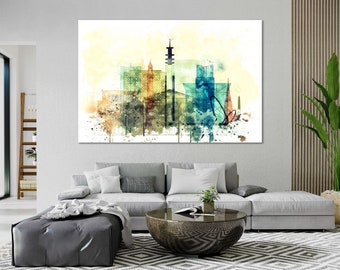 Birmingham UK Watercolor Canvas Prints Wall Art Birmingham UK Skyline Canvas Living Room Wall Decor Birmingham UK Bedrooms Decor Prints