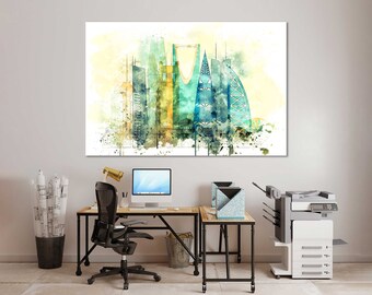 Riyadh Watercolor Canvas Prints Wall Art World Famous Cities Canvas Living Room Wall Decor Bedrooms Aquarelle Paintings Home Decoration