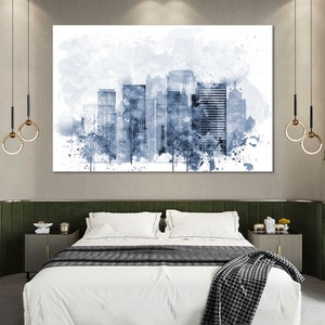 Birmingham Alabama Watercolor Canvas Wall Art Birmingham Alabama Skyline Living Room Wall Decor Birmingham Alabama Bedroom Wall Decor Art image 7