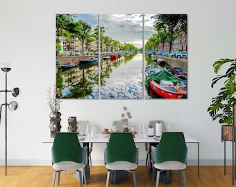 Amsterdam City print on canvas, Netherlands wall art, Amsterdam canvas, Amsterdam design decor, Amsterdam print, Amsterdam painting