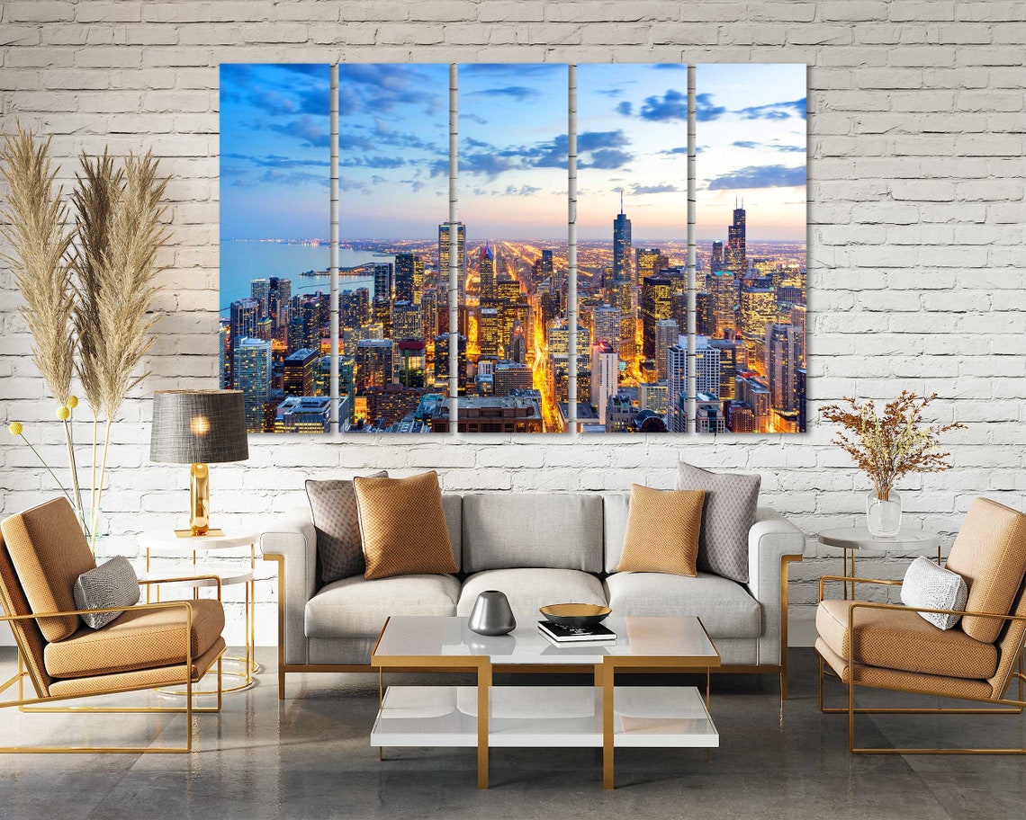 Chicago skyline chicago wall art chicago art chicago poster | Etsy