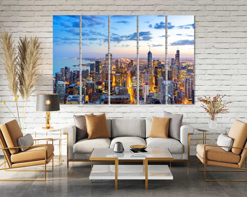 chicago skyline chicago wall art chicago art chicago poster chicago print chicago decor chicago prints chicago canvas chicago canvas art image 4