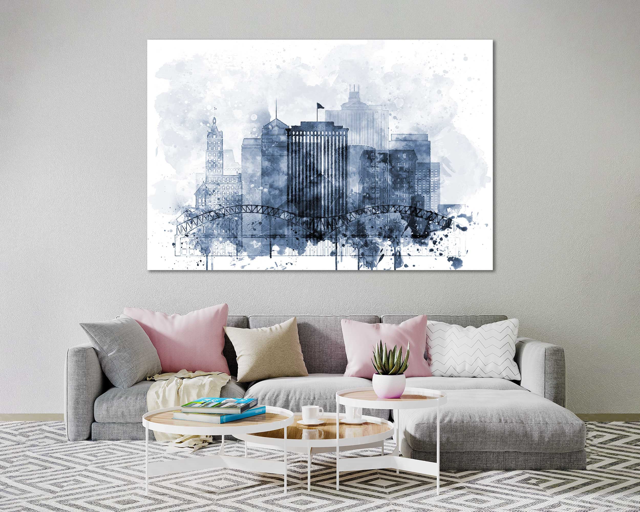 Memphis Watercolor Canvas Prints Wall Art Memphis Artwork Etsy