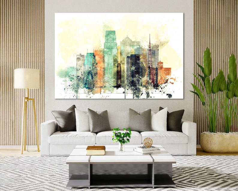 Kansas City Office Wall Decor Kansas City Canvas Art Living Etsy