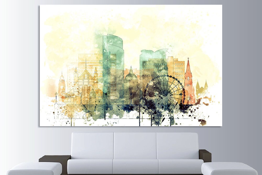 Belfast Watercolor Canvas Prints Wall Art Set Belfast Artwork Etsy