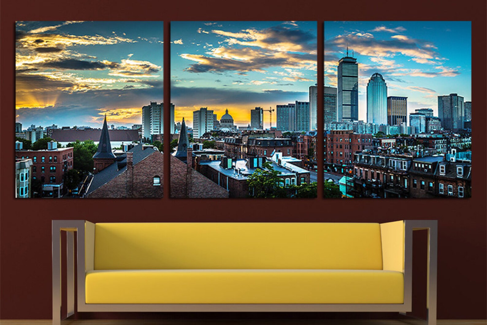 Boston City Canvas Prints for Bedroom Wall Decor Boston Etsy