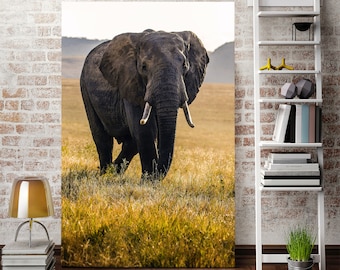 Canvas Art of Elephant, Elephant artwork for office, wild animal modern wall decorations, Wild Life wall art, Big Animal printing on canvas