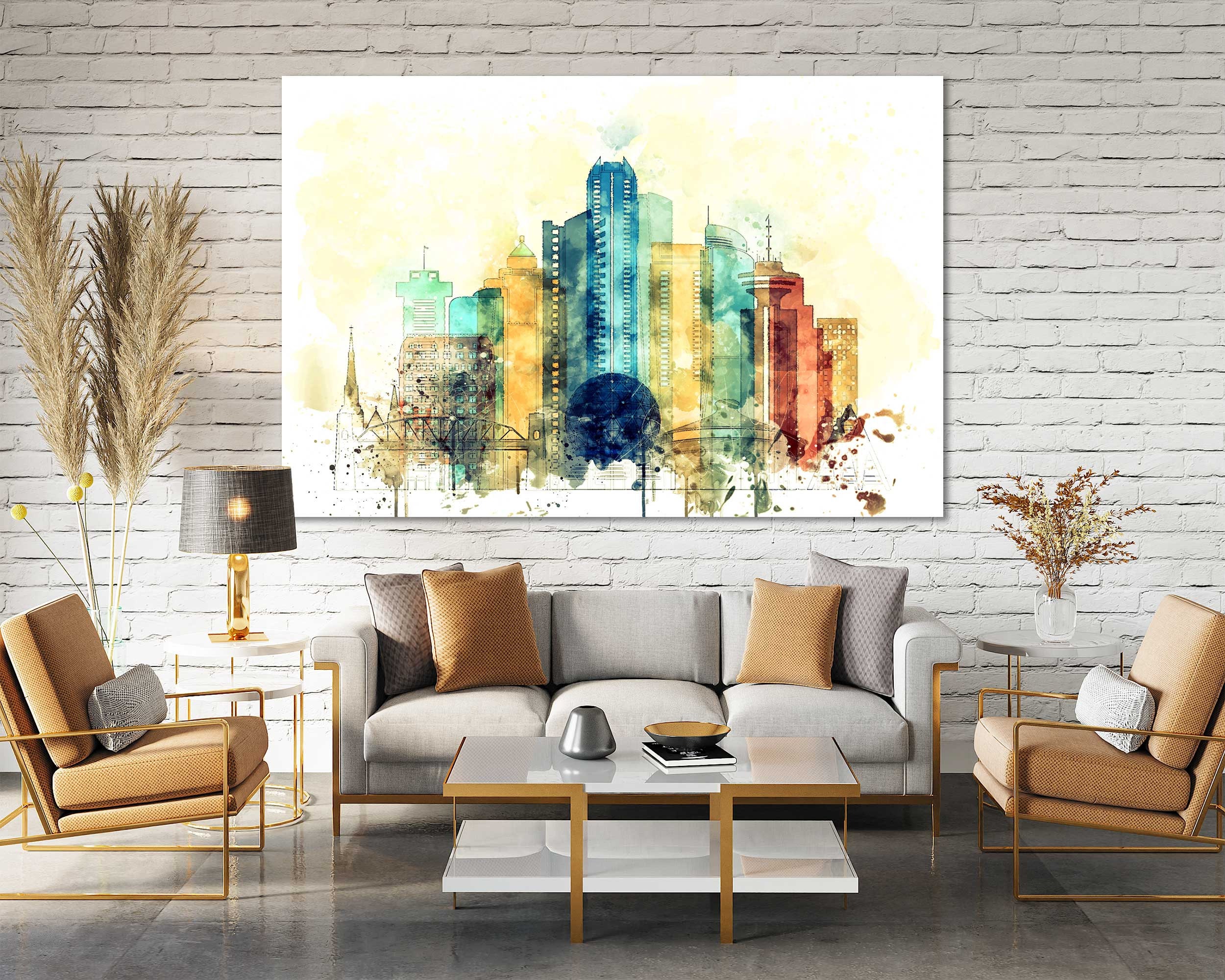 Vancouver Watercolor Canvas Prints Wall Art Vancouver Skyline Etsy UK