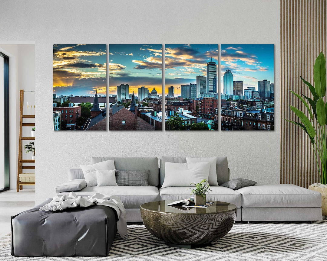 Boston City Canvas Prints for Bedroom Wall Decor, Boston Poster in
