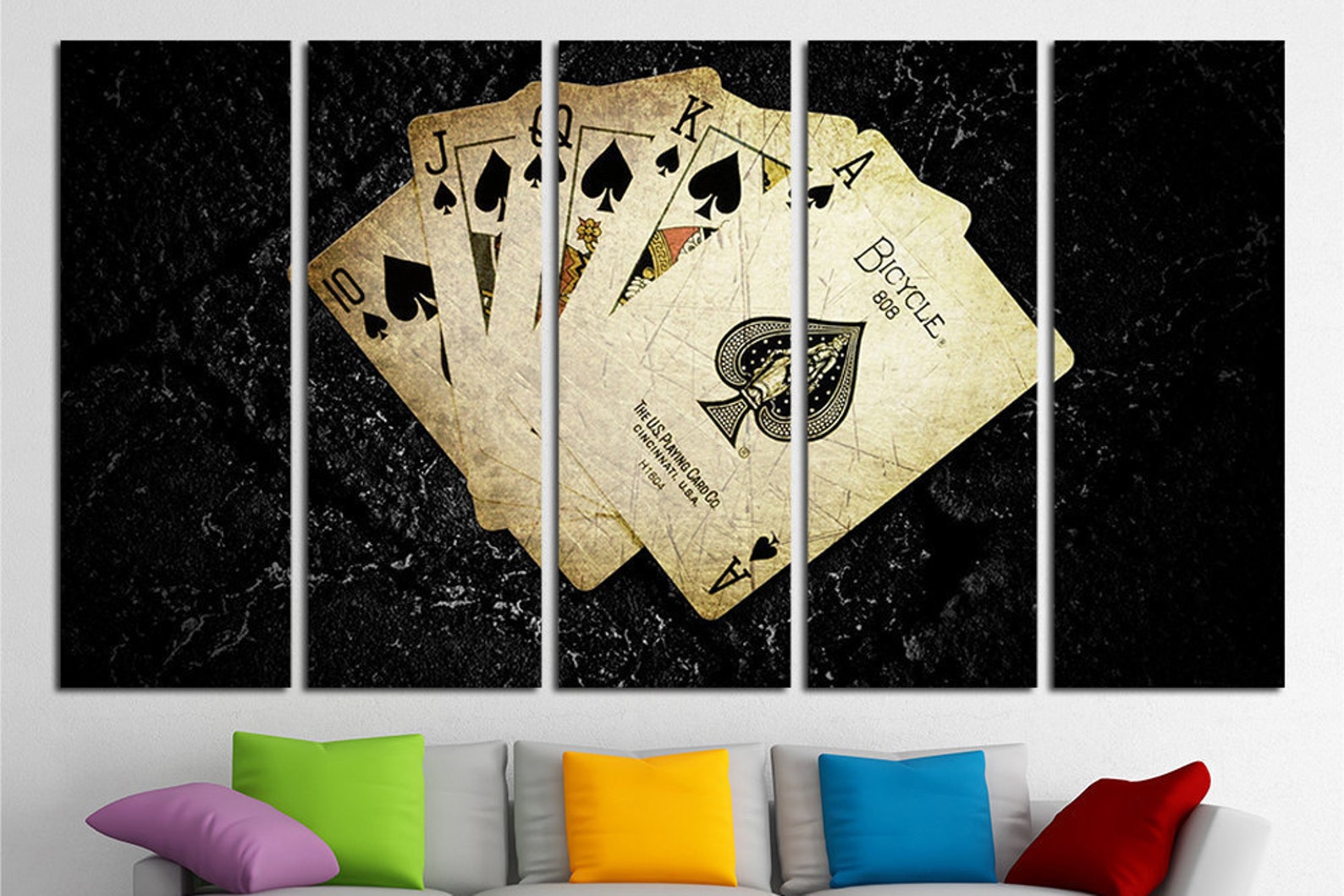 Poker Canvas Set Wall Art Sale Poker Wall Decor Art Playing | Etsy
