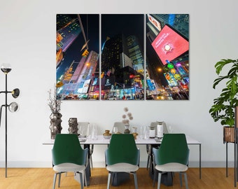 New York downtown, NYC decor for interior, New York wall art, New York City large decor, New York night city, NYC print canvas, New York art