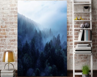 foggy forest yosemite wall art blue forest print forest fog forest wall decor forest wall art forest canvas art forest decor forest print