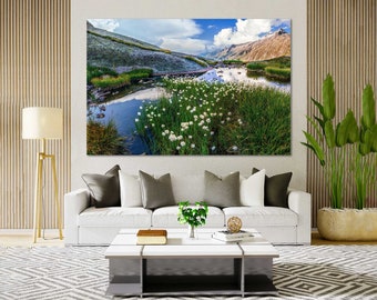 Swiss Alps Wall Art, Grimsel Pass Lake Canvas Print for Nature Home Decor